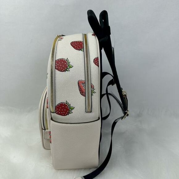 Coach Court Backpack with Strawberry Print Style In Canvas/Gold/Chalk CAS94 NWT - Picture 2 of 10
